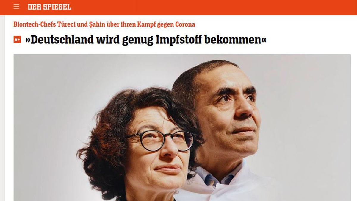 Geliştirdikleri Aşı ile Tüm Dünya Tarafından Alkışlanan Özlem Türeci ve Uğur Şahin, Der Spiegel’in Kapağında