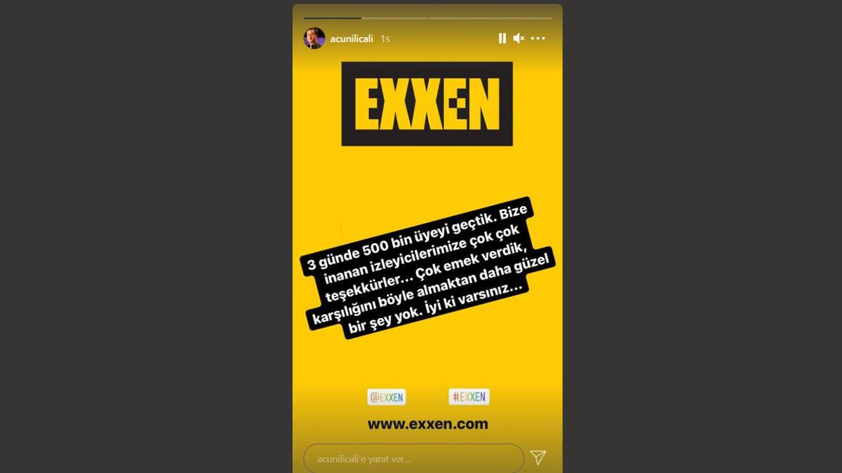 Acun Ilıcalı, Exxen’in İlk 3 Gününde Ulaştığı Abone Sayısını Açıkladı