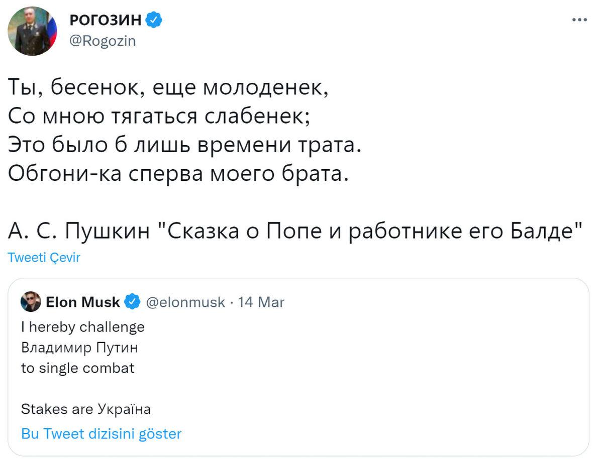Putin’i Dövüşe Çağıran Elon Musk ve Eski Rus Bakan Twitter’da Birbirine Girdi