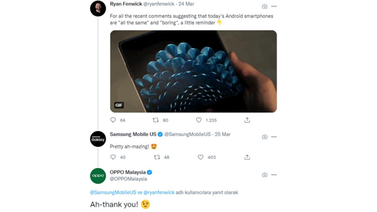 Samsung, OPPO’nun Katlanabilir Akıllı Telefonunu ’Kendi Telefonu Sanarak’ Övdü