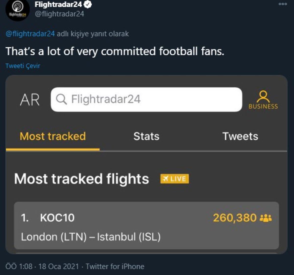Flightradar24 Paylaşım Yaptı: Fenerbahçe’ye Transfer Olan Mesut Özil’in İstanbul Uçuşunu 300 Binden Fazla Kişi Takip Etti