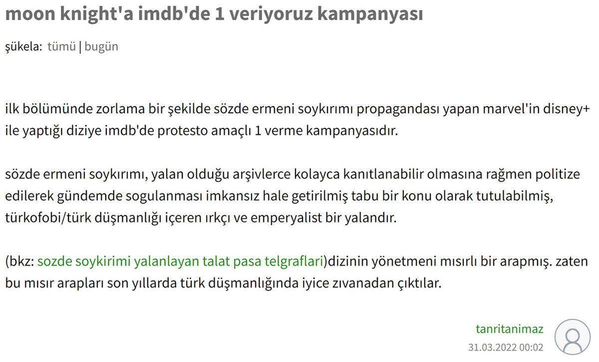 Yeni Marvel Dizisi Moon Knight’taki ’Ermeni Soykırımı’ Repliği Tepki Çekti: Sosyal Medyada ’1 Yıldız’ Kampanyası Başlatıldı