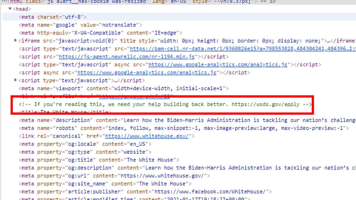 Beyaz Saray’ın Yeni İnternet Sitesinde Gizli Bir İş İlanı Ortaya Çıktı