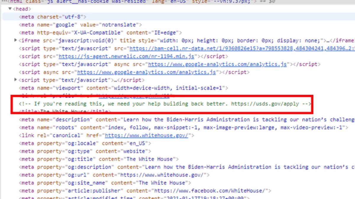 Beyaz Saray’ın Yeni İnternet Sitesinde Gizli Bir İş İlanı Ortaya Çıktı