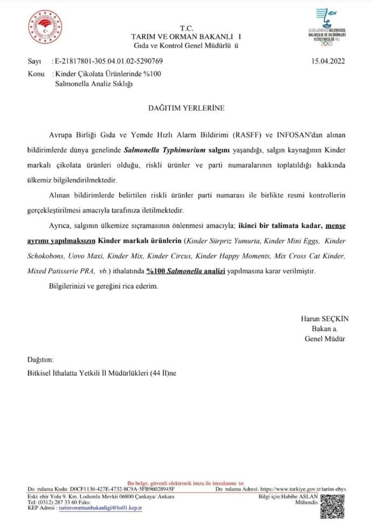 Kinder Çikolatalar Hakkında Bakanlıktan Önemli Karar: ‘Salmonella’ Kontrolü Zorunlu Hale Getirildi