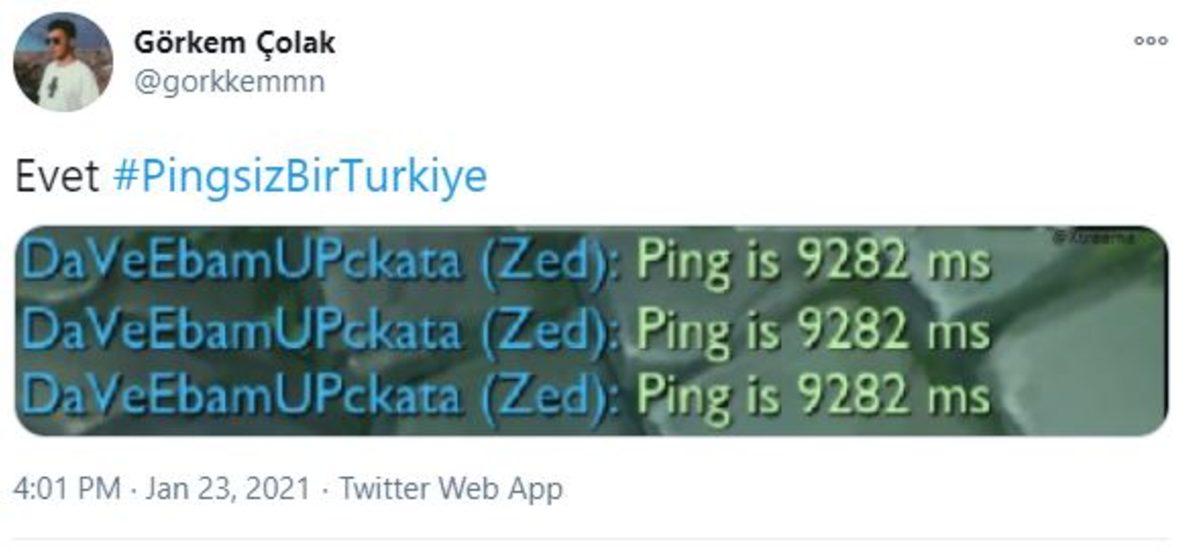 Twitter’da Gündem Olan #PingsizBirTurkiye Etiketiyle Yapılan Paylaşımlar
