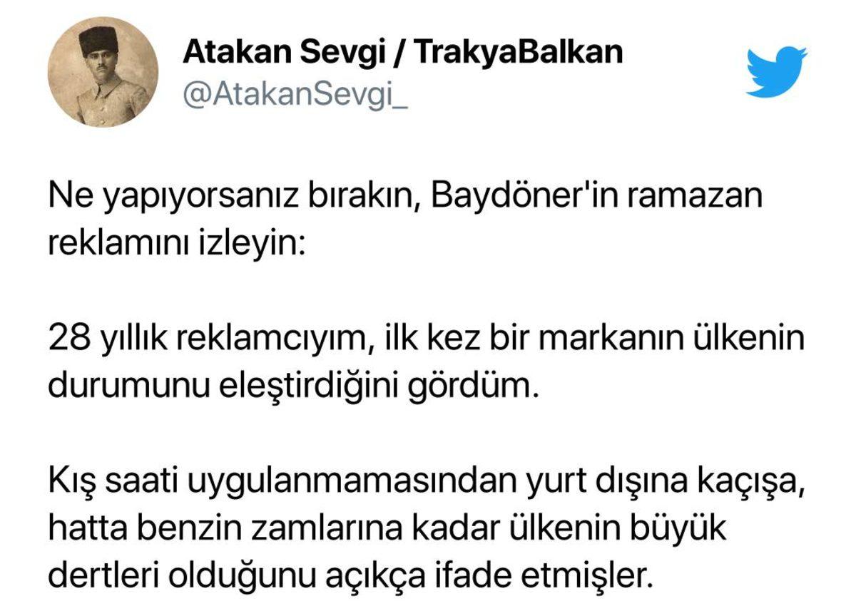 GÜNCELLEME: Baydöner, Sanal Alemi Karıştıran Gönderme Dolu Reklamını Sosyal Medya Hesaplarından Kaldırdı