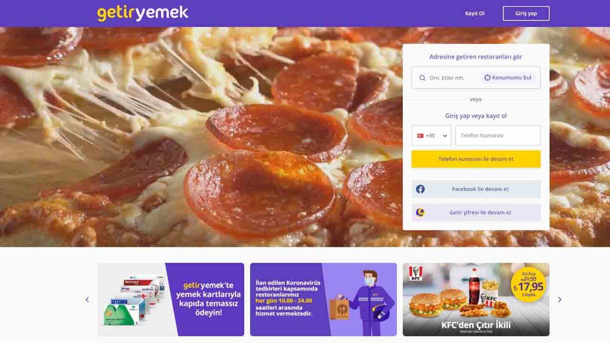 Getir, Yemek Siparişlerini İnternet Sitesi Üzerinden de Almaya Başladı