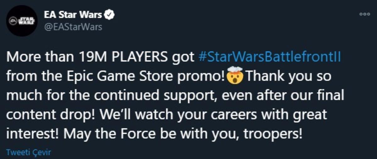 EA, En Az 19 Milyon Oyuncunun Star Wars: Battlefront II’yi Ücretsiz Aldığını Duyurdu