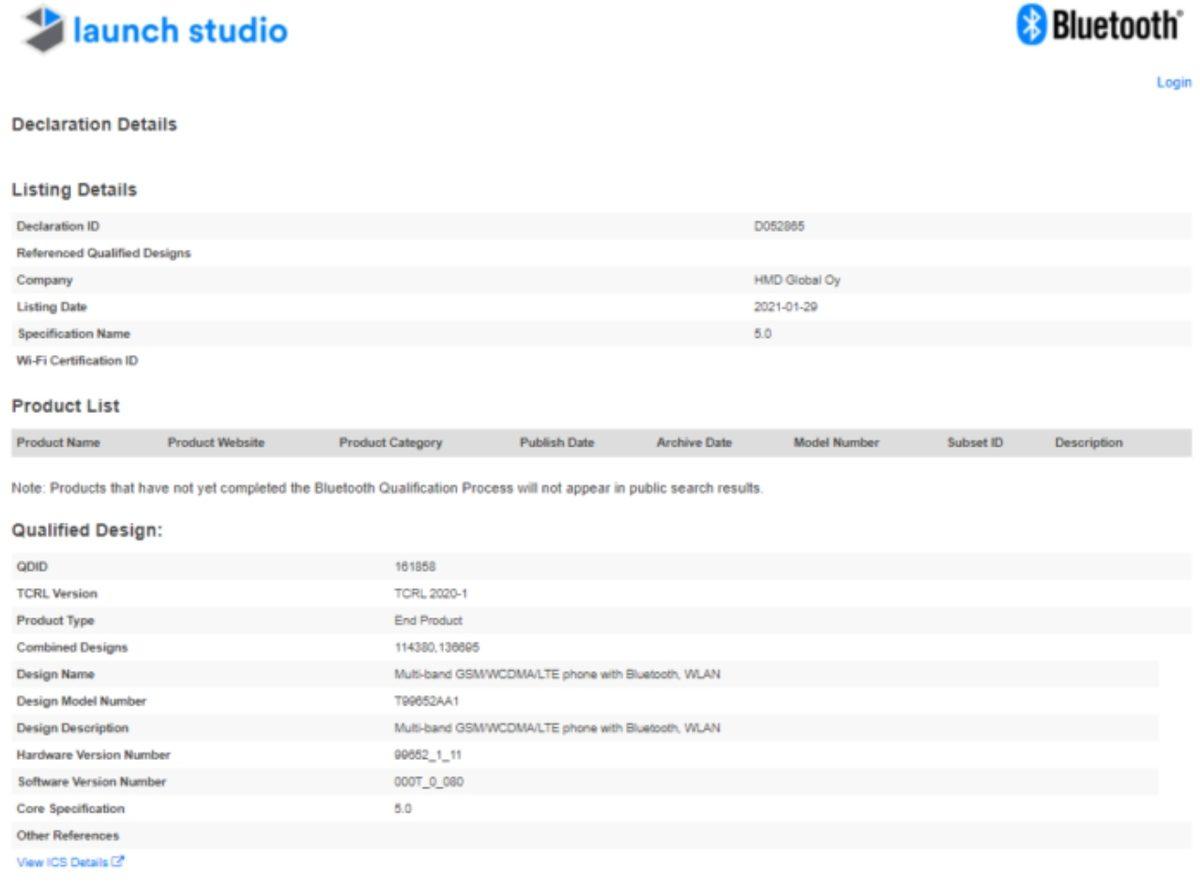 Yeni Bir Nokia Telefon Bluetooth SIG Sertifikası Aldı