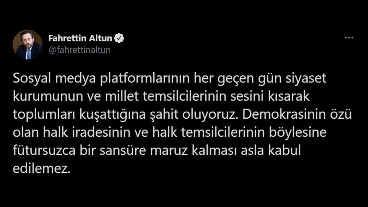 İletişim Başkanı’ndan Sosyal Medya Kısıtlamalarına Tepki: Fütursuzca Bir Sansür Var