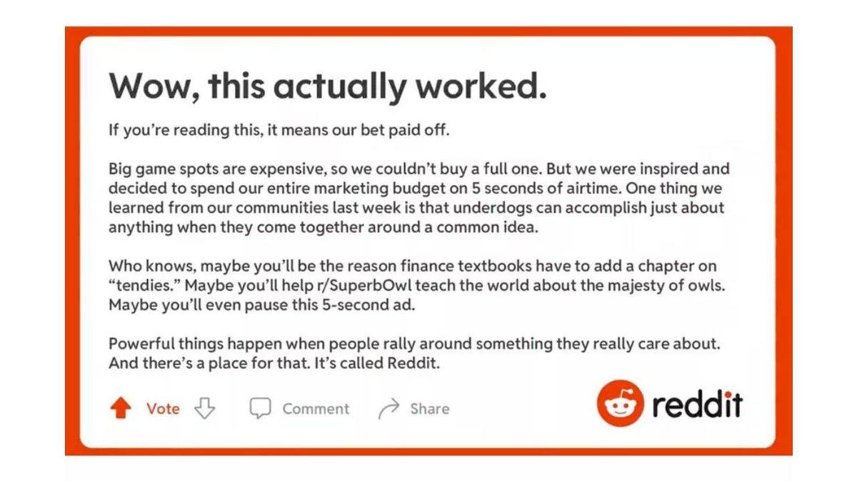 Reddit’in 5 Saniyeye Büyük Anlamlar Sığdırdığı Super Bowl Reklamı (Video)