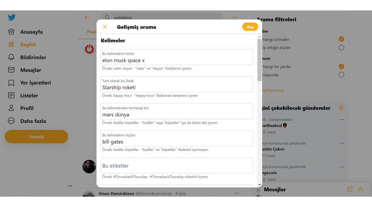 Twitter Detaylı Arama Motoru Nasıl Kullanılır?