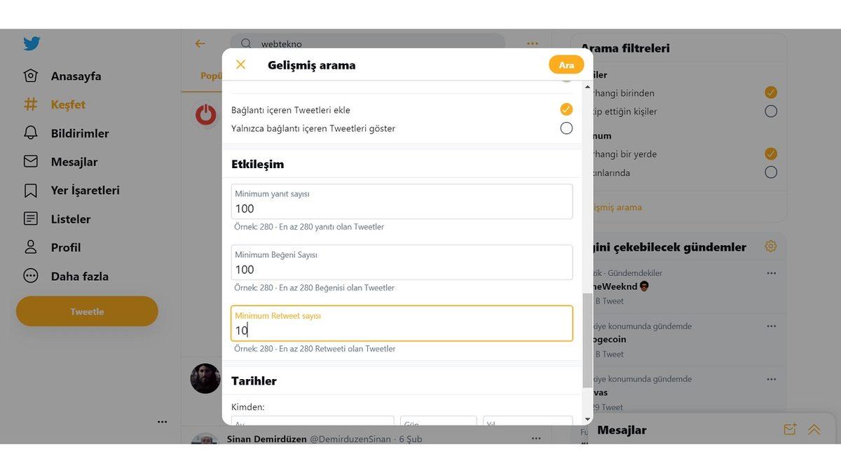 Twitter Detaylı Arama Motoru Nasıl Kullanılır?