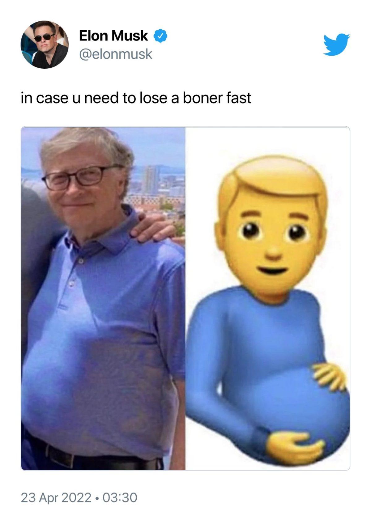 Elon Musk, ’Hamile Erkek’ Emojisi Kullanarak Bill Gates ile Dalga Geçti