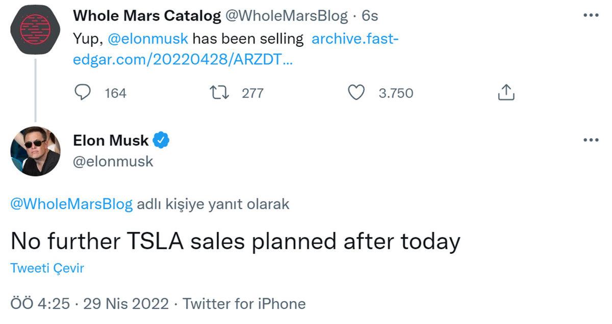 Elon Musk, Twitter Parasını Çıkarmak İçin Milyarlarca Dolarlık Tesla Hissesi Sattı! [GÜNCELLEME]