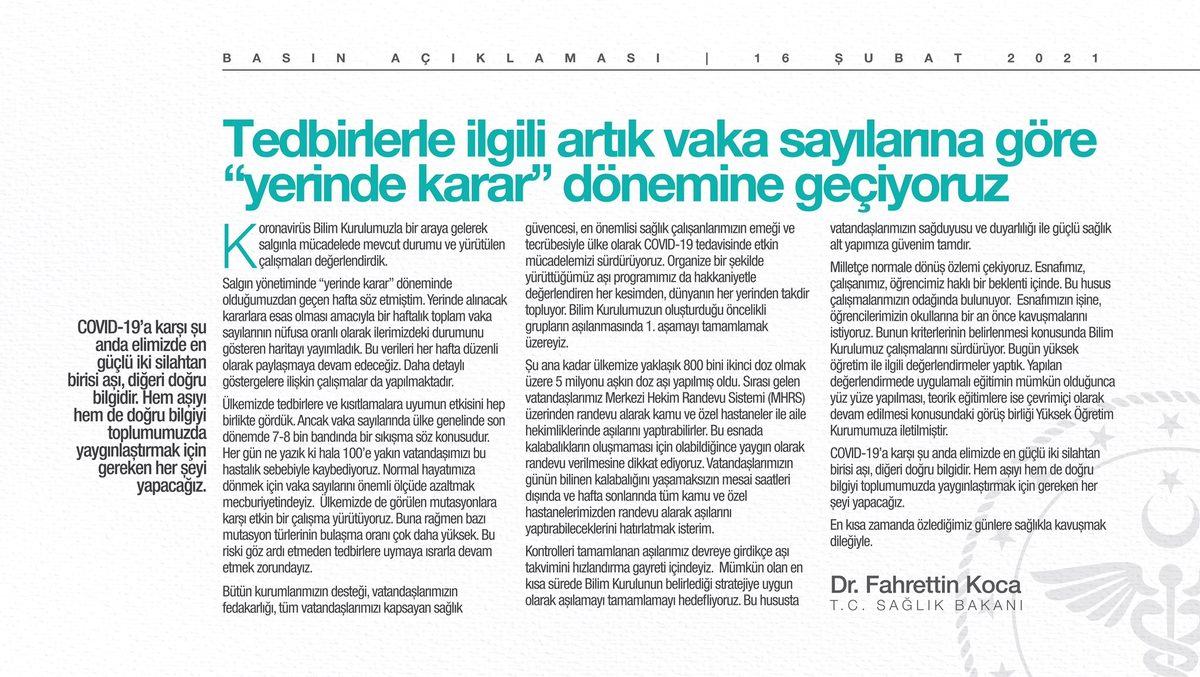 Sağlık Bakanı, YÖK’e İletilen ’Yüz Yüze Eğitim’ Kararını Açıkladı