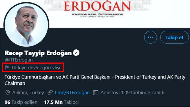 Twitter, Cumhurbaşkanı Erdoğan ve Diğer Devlet Yöneticilerini Etiketlemeye Başladı