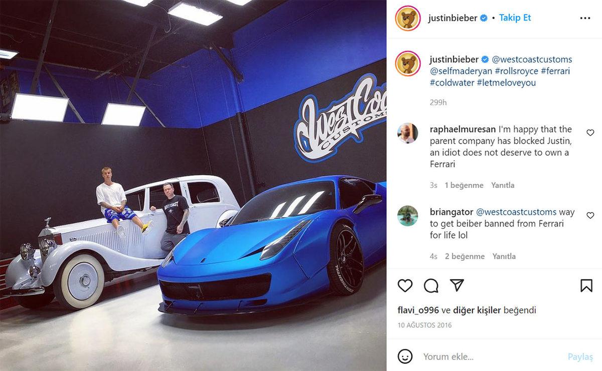 Ferrari Justin Bieber’ı Kara Listeye Aldı: Bir Daha Asla Ferrari Alamayacak! (Peki Neden?)