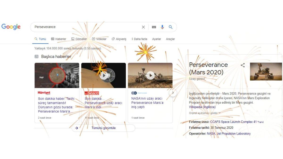 Google, Perseverance’ın Mars’a İnişini Tatlı Bir Sürprizle Kutluyor