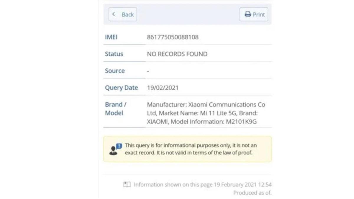 Xiaomi Mi 11 Lite’ın 5G Versiyonu Ortaya Çıktı