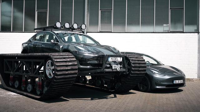 Tesla’nın En Ucuz Arabası Model 3 Modifiye Edilip Tanka Dönüştürüldü [Video]