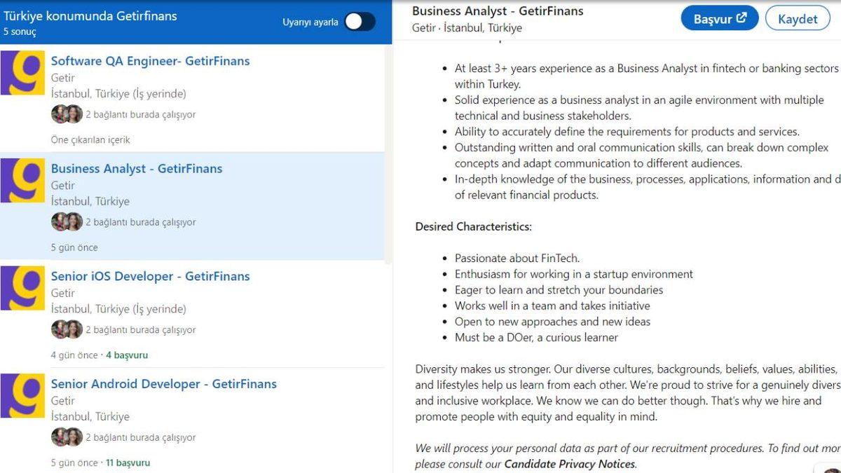 Getir’den ’Finans’ Hizmeti Geliyor: GetirFinans İçin Çok Sayıda İş İlanı Verildi