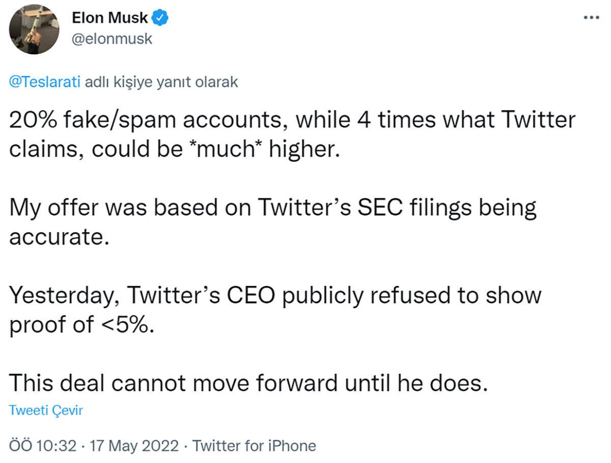 Twitter CEO’sundan Elon Musk’ı Kızdıran ’Sahte Hesap’ Açıklaması: Anlaşma Suya mı Düşüyor?