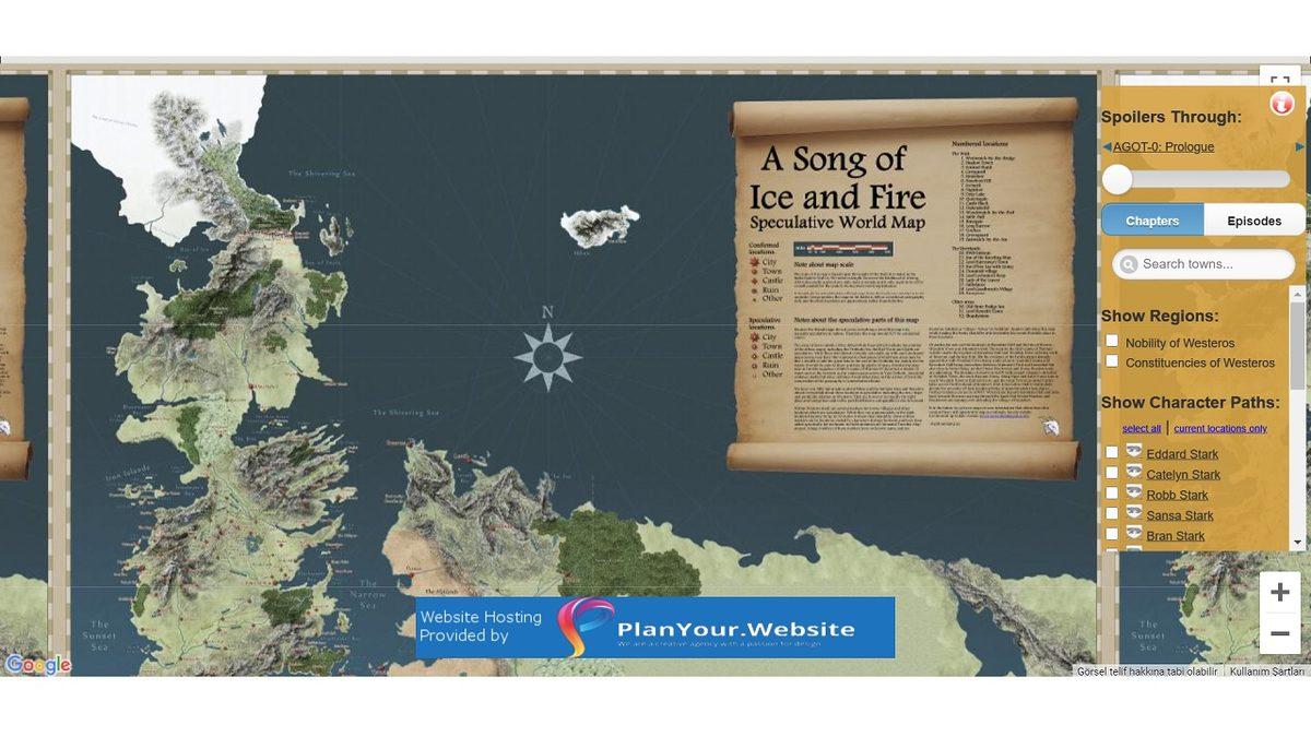 Game of Thrones’taki Tüm Olayları Harita Üzerinde Açıklayan İnternet Sitesi