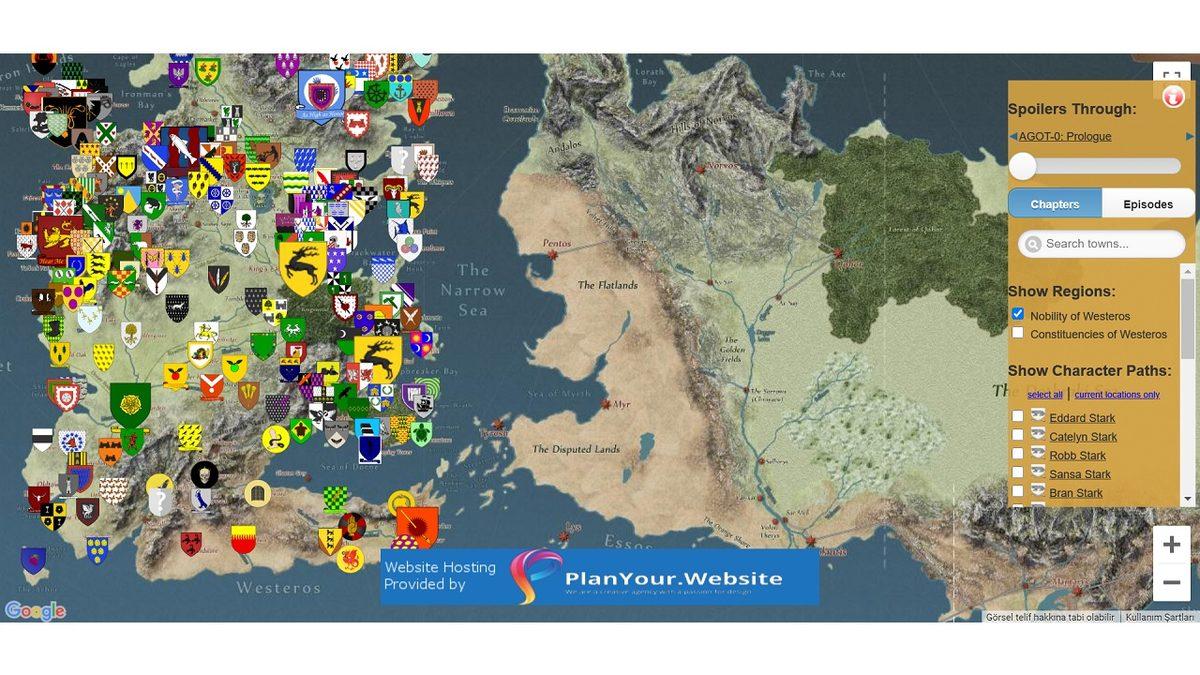 Game of Thrones’taki Tüm Olayları Harita Üzerinde Açıklayan İnternet Sitesi