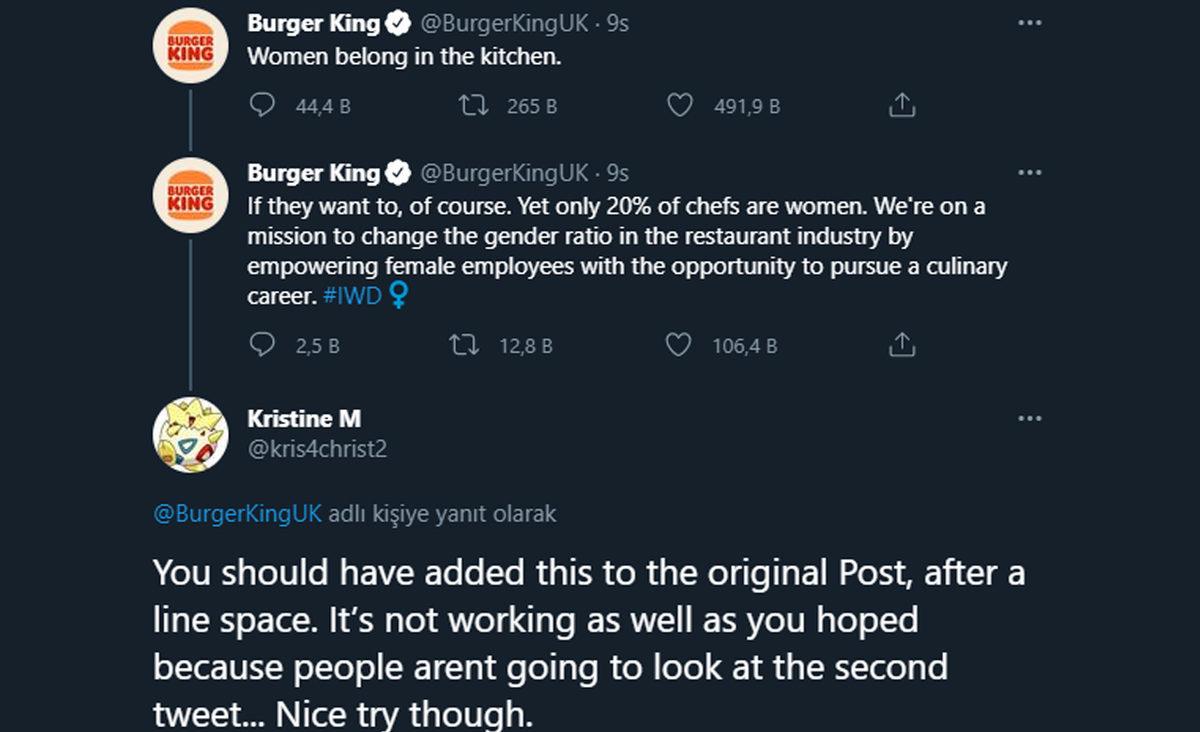 Burger King’in Kaş Yapayım Derken Göz Çıkartan Kadınlar Günü Paylaşımı, Sosyal Medyada Gündem Oldu