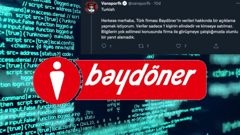 Van Spor’un Twitter Hesabını Ele Geçiren Hackerlar, Baydöner’in Verilerine Sahip Olduklarını İddia Etti