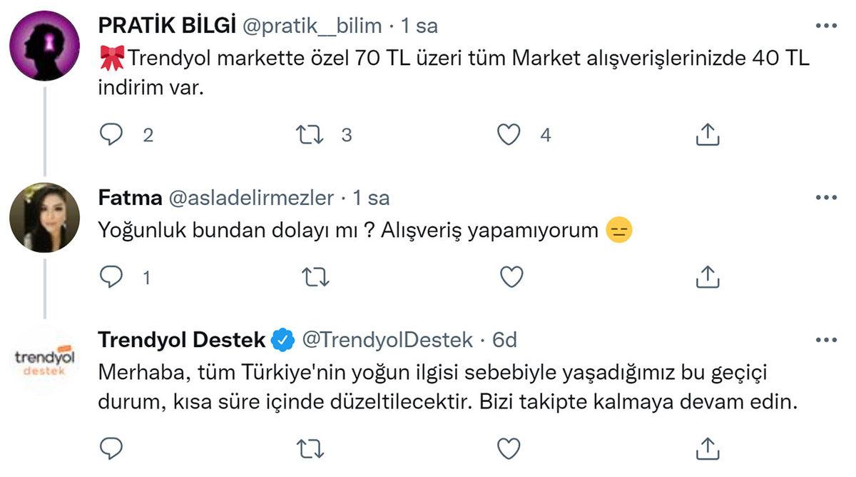Trendyol Market ve Yemek’te Erişim Sorunu Yaşanıyor (Sorun Çözüldü)