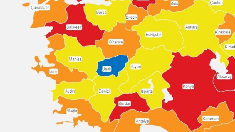 Koronavirüs Risk Haritasında Batının Tek ’Mavisi’ Uşak’a Nazar Değdi: Rengi Değişti