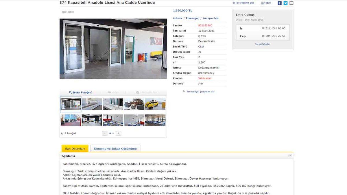 Sahibinden’de ’Satılık Okul’ İlanları Baş Gösterdi: 