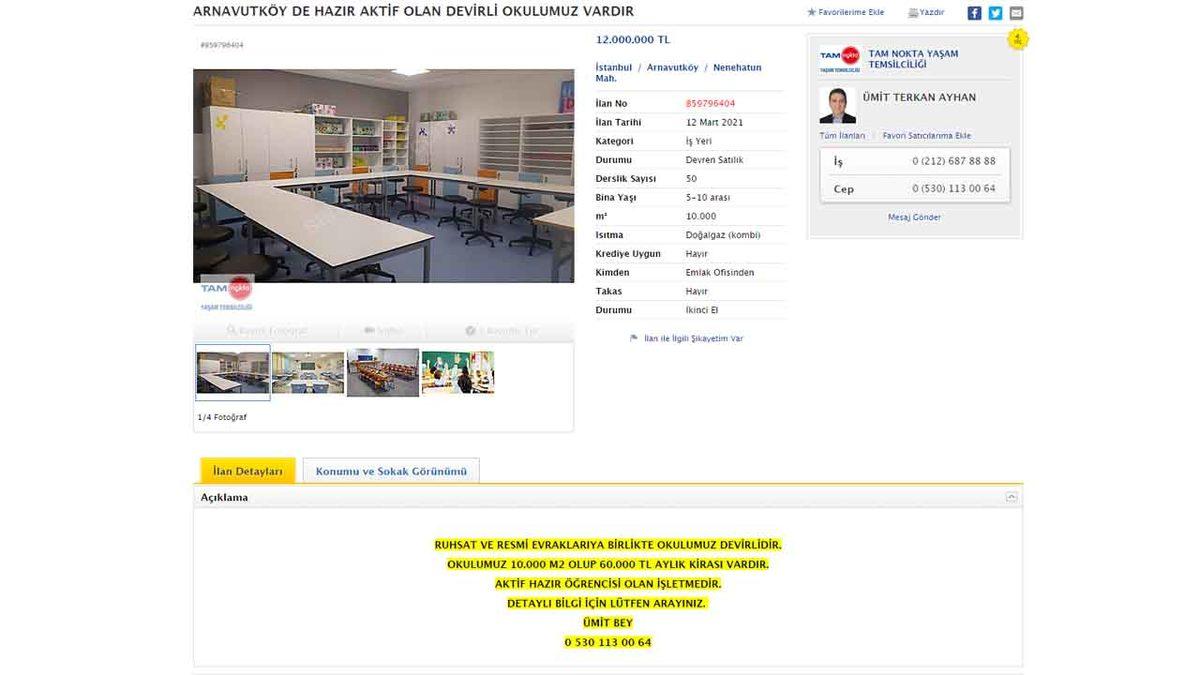 Sahibinden’de ’Satılık Okul’ İlanları Baş Gösterdi: 