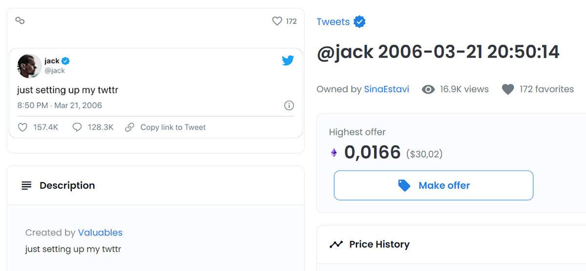 Bir Türk’ün 2,5 Milyon Dolara Satın Aldığı Tarihin İlk Tweetinin NFT’sine Çerez Parası Gibi Teklif Geldi