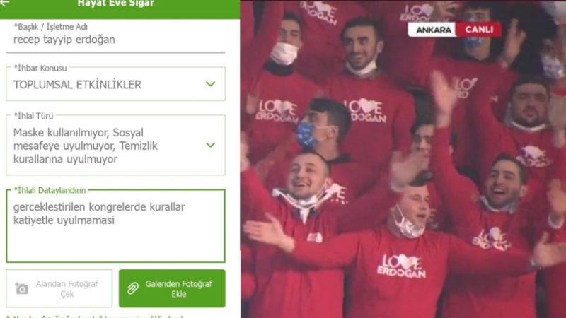 Cumhurbaşkanı Recep Tayyip Erdoğan’a Koronavirüs Tedbirlerine Uymadığı Gerekçesiyle HES Uygulamasından İhbarda Bulunuluyor