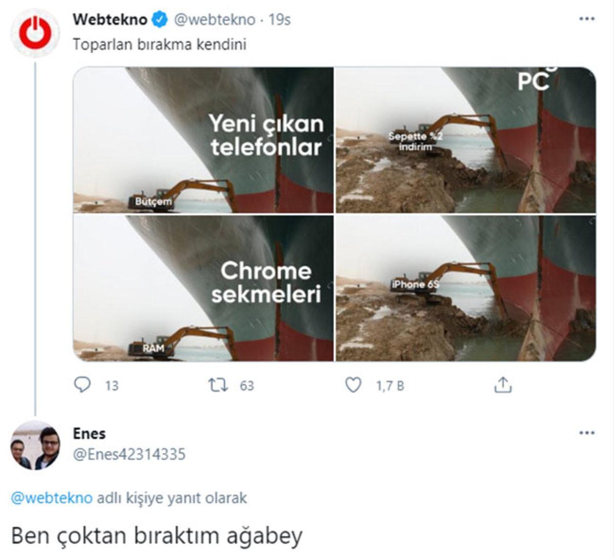 Süveyş Kanalı’ndaki Dev Gemiyi Azimle Kurtarmaya Çalışan Ekskavatörle Hayatı Birleştiren Paylaşımlar