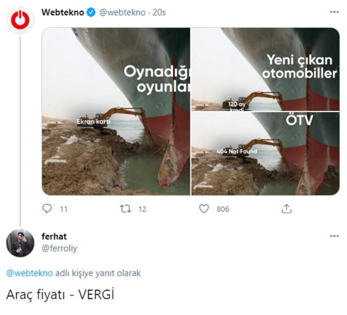 Süveyş Kanalı’ndaki Dev Gemiyi Azimle Kurtarmaya Çalışan Ekskavatörle Hayatı Birleştiren Paylaşımlar