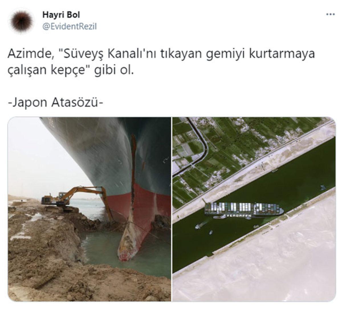 Süveyş Kanalı’ndaki Dev Gemiyi Azimle Kurtarmaya Çalışan Ekskavatörle Hayatı Birleştiren Paylaşımlar