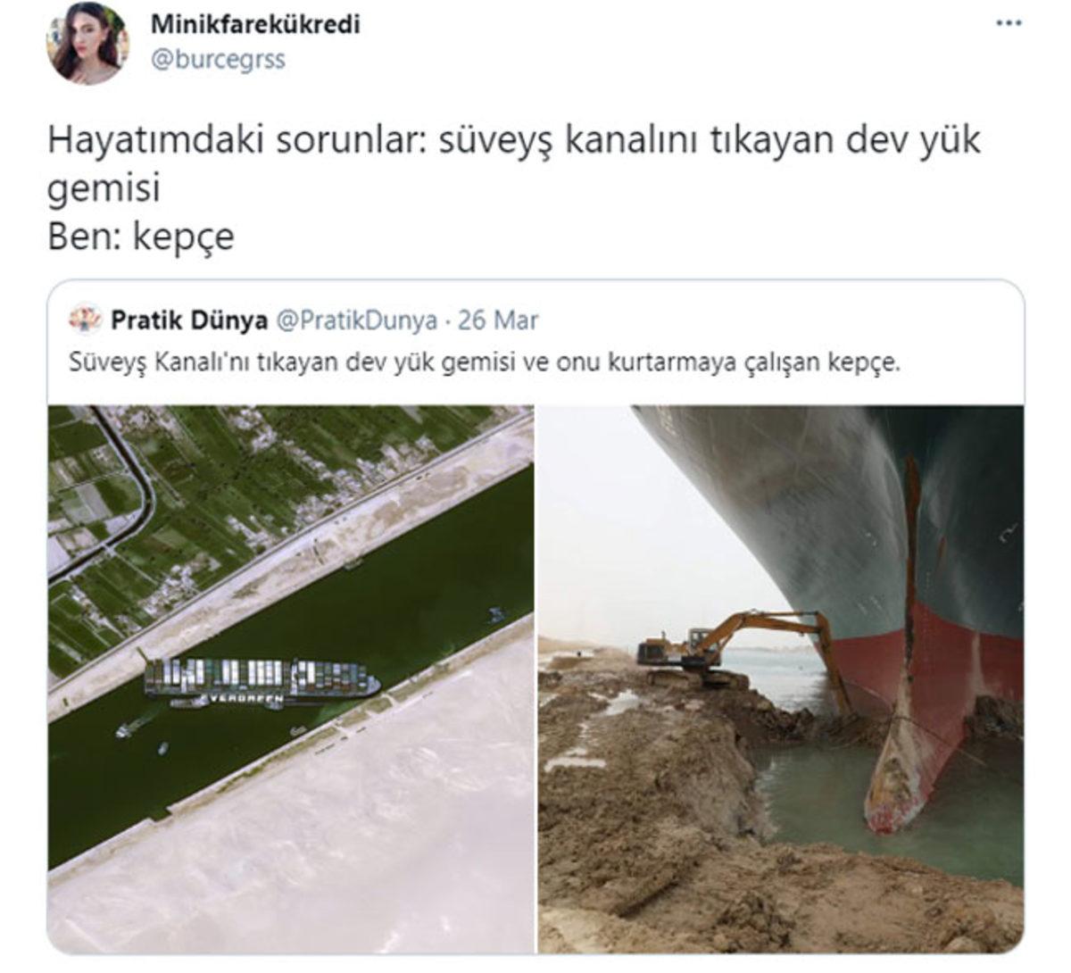 Süveyş Kanalı’ndaki Dev Gemiyi Azimle Kurtarmaya Çalışan Ekskavatörle Hayatı Birleştiren Paylaşımlar