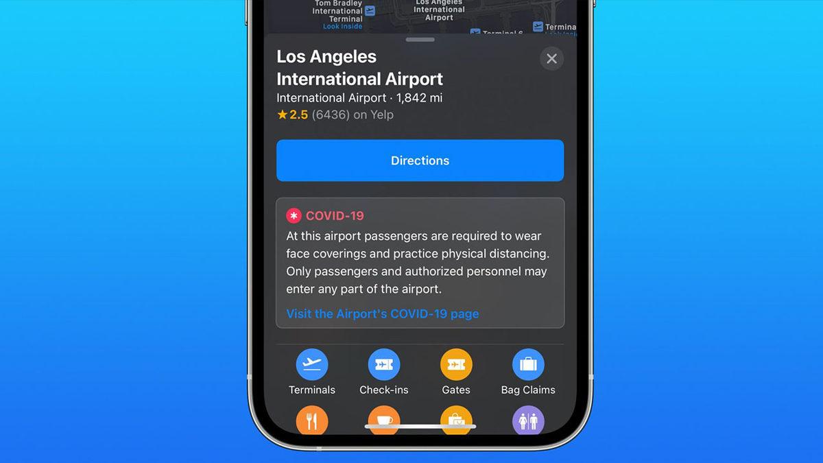 Apple Haritalar, Havalimanlarında Uygulanan COVID-19 Yönergelerini Gösterecek