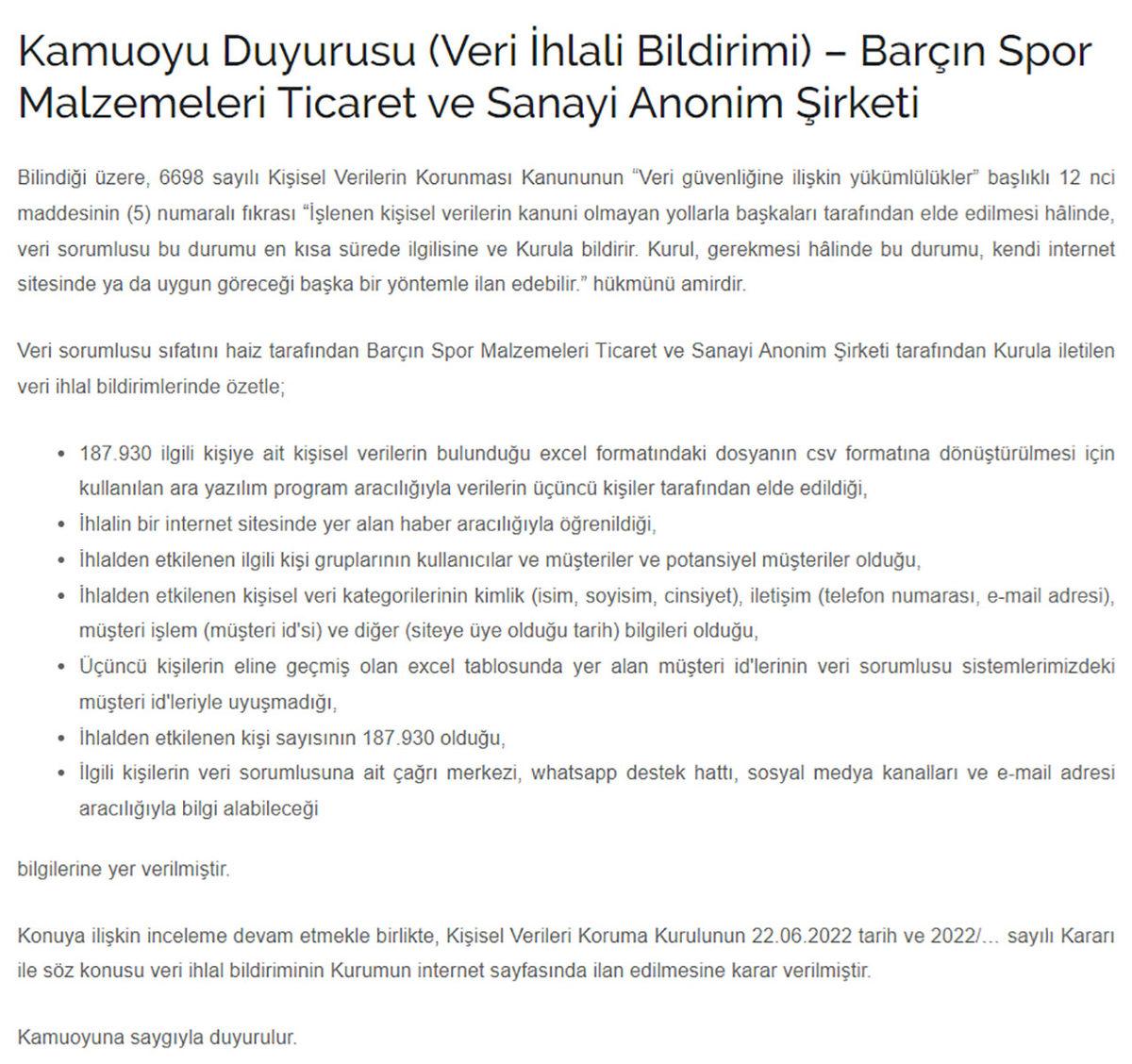 Spor Giyim Mağazası Barçın, Hacklendiğini Açıkladı: Yaklaşık 200 Bin Kullanıcının Bilgileri Ele Geçirildi