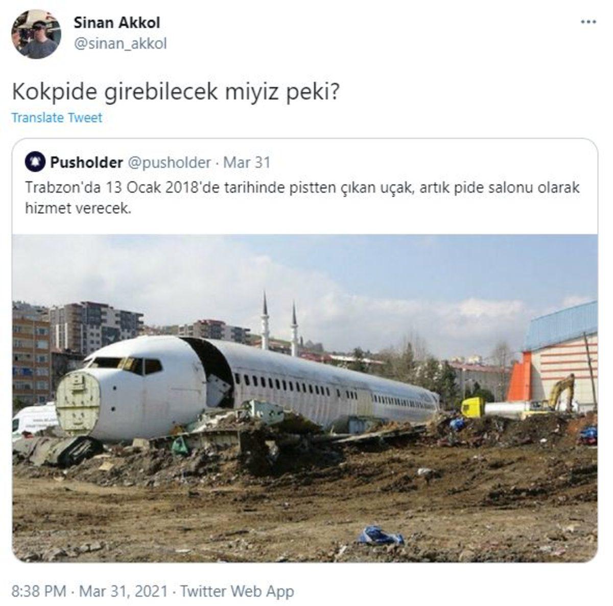 Trabzon’da Pistten Çıkan Uçağın Pide Salonu Olmasına Sosyal Medyadan Gelen Tepkiler