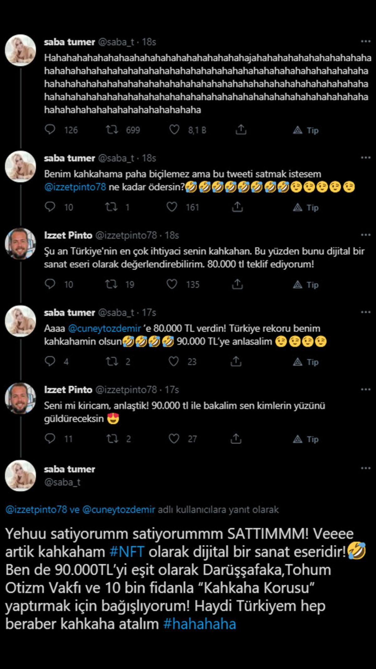 Abla Sen Yanlış Anladın: Saba Tümer’in 90 Bin TL’ye Sattığı Kahkaha Tweeti NFT Değil, Dümdüz Tweet