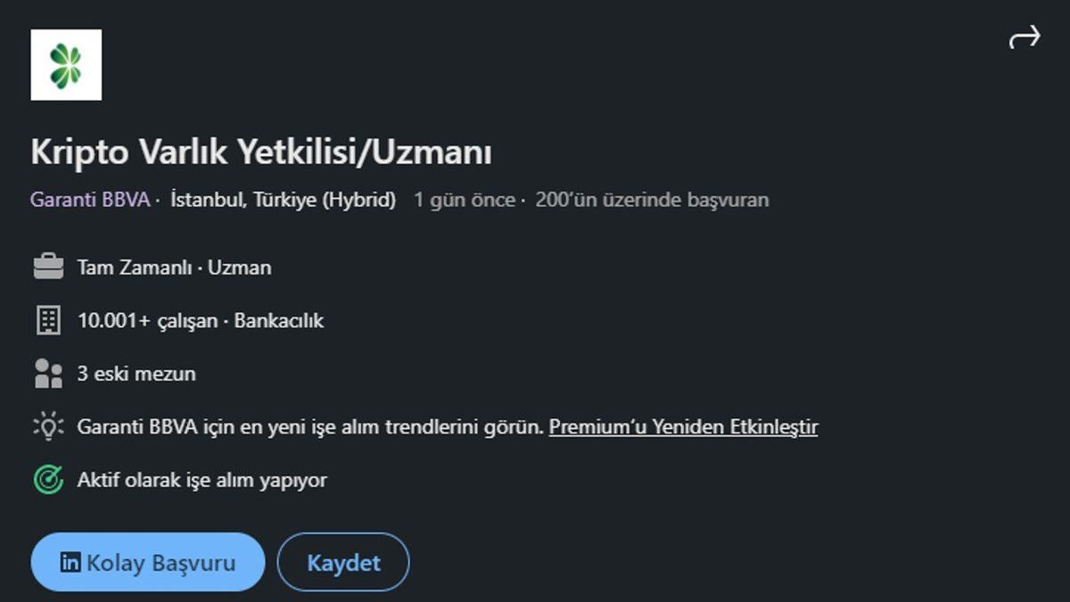 Garanti BBVA, Kripto Dünyasına Giriş Yapıyor: İş İlanı Açıldı!