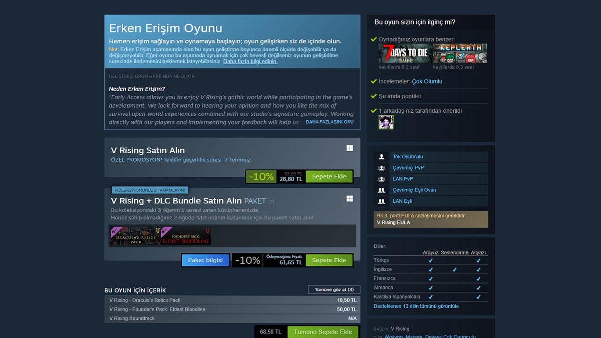 Oyun Dünyasına Hızlı Bir Giriş Yapan V Rising’in Sistem Gereksinimleri Nedir?