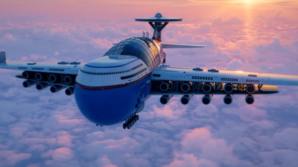 Yıllarca Havada Kalabilecek, 5.000 Kişilik Devasa Yolcu Uçağı Konsepti: İçinde Yüzme Havuzu Bile Var! [Video]