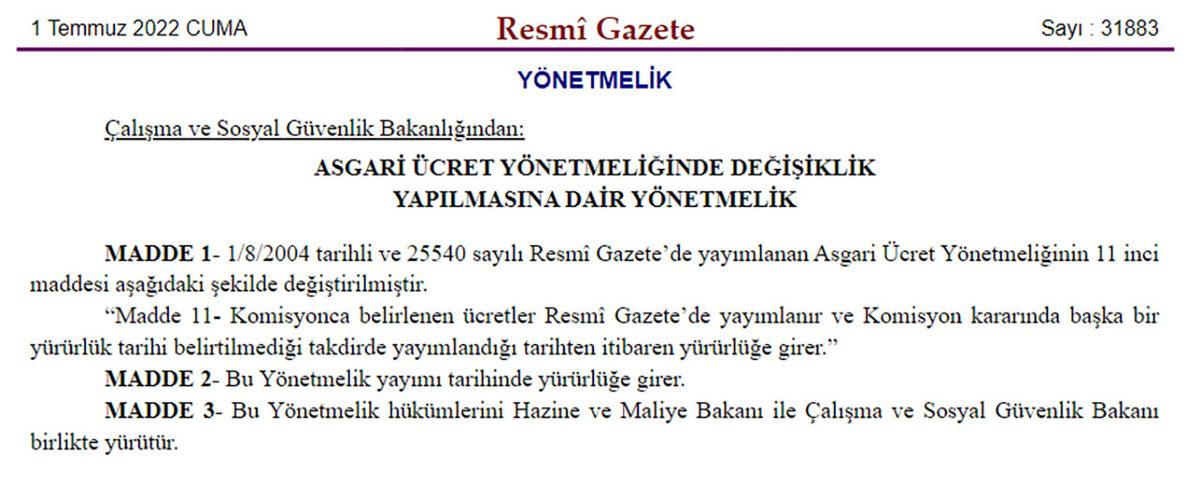 Asgari Ücretle İlgili Karar Resmî Gazete’de Yayımlandı: İşte Yapılan Değişiklik